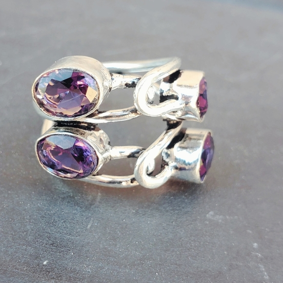 New Twisted Amethyst 925 Silver Ring. - Picture 8 of 15